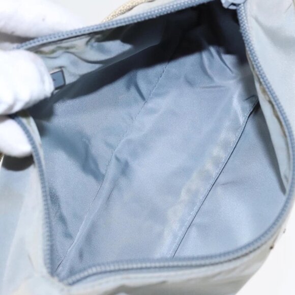 PRADA Pouch Nylon Blue Beige Silver Auth ep5947 - Picture 12 of 15